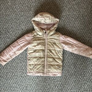 Kids' North Face Pink and Cream Hooded Jacket